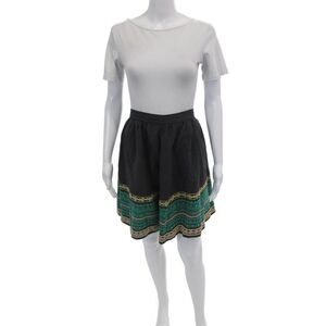 Bonpoint Womens Button Closure Unlined Flare Embroidered Mini Skirt Black Size L